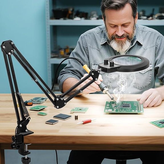 KIRKAS 12X Lighted Clamp Magnifying Glass