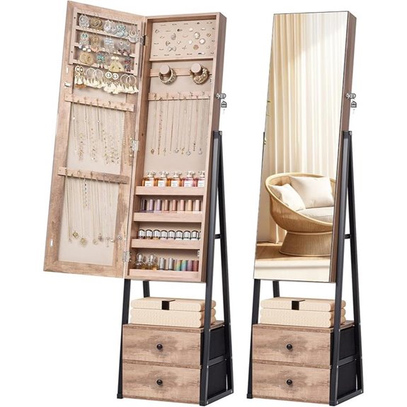 Nicetree Jewelry Cabinet with Mirror and Storage