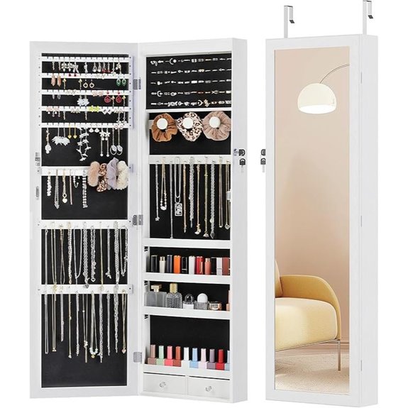 Elevon 6 LEDs Jewelry Cabinet with Mirror and Lock