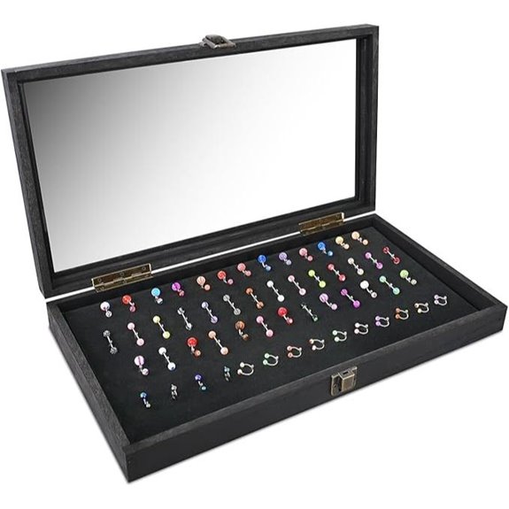 MOOCA Jewelry Display Case with Tempered Glass Lid