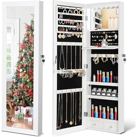 Wall-Mounted Jewelry Organizer with LED Mirror