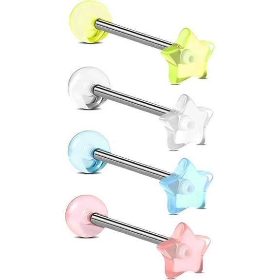 Jewseen Titanium Tongue Rings 14g Star Piercing Jewelry
