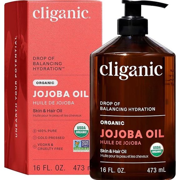 Cliganic Organic Jojoba Oil 16oz with Pump
