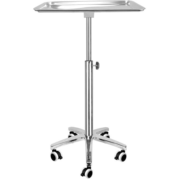 Premium Extra Large Salon Tray Medical Tray Mayo Stand with Brake Wheels