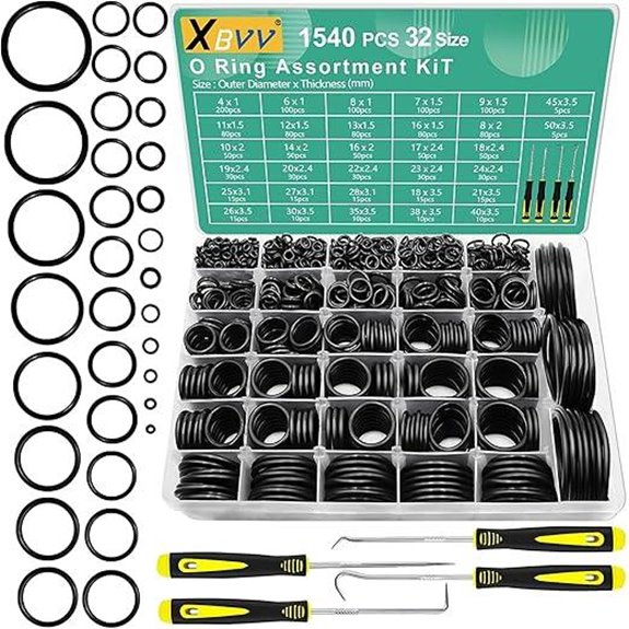 1540 Pcs Nitrile Rubber O-Ring Kit with Hooks