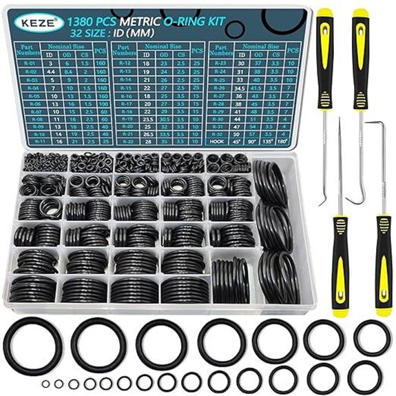 KEZE 1380 Pcs Metric Rubber O-Ring Assortment Kit