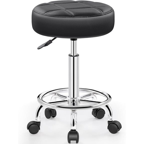Rolling PU Leather Swivel Stool with Foot Rest