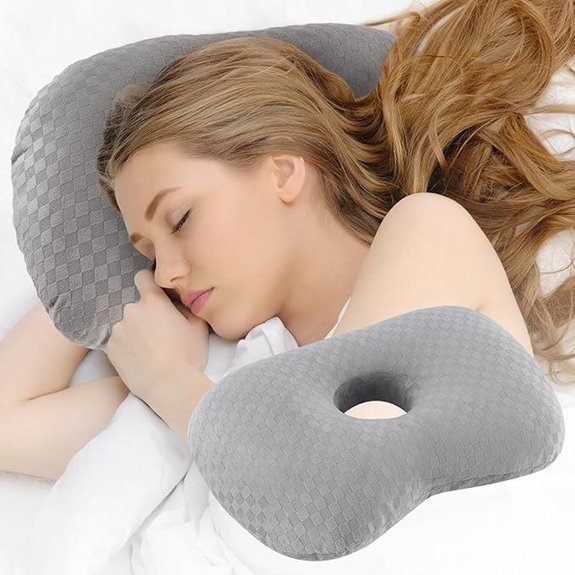 Ear Piercing Pillow for Side Sleepers (Light Grey)