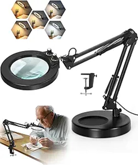 LANCOSC 12X Lighted Magnifying Glass with Stand