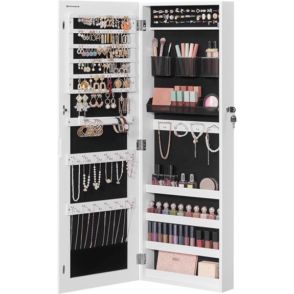 SONGMICS Lockable Wall Jewelry Cabinet with Mirror