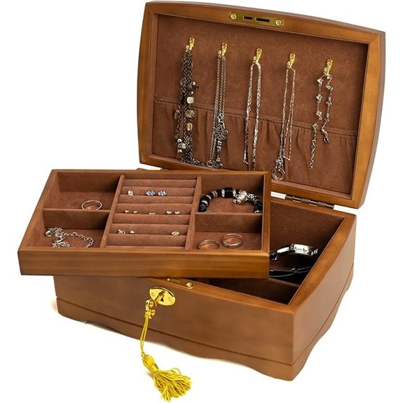 Wooden Jewelry Box with Lock & Key Medium Size