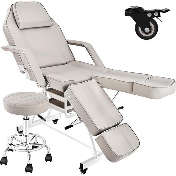 Tattoo Chair with Wheels and Adjustable Arms