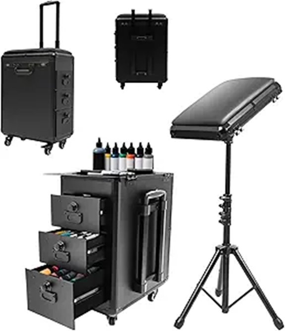 Tattoo Travel Case on Wheels with 3 Drawers