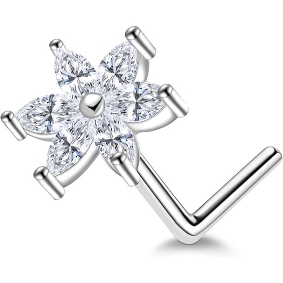 Moissanite Flower Nose Stud in Sterling Silver