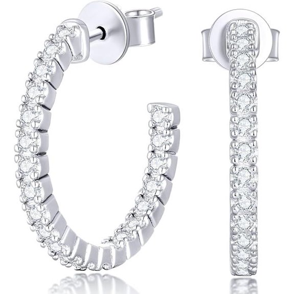 KSTYLE Moissanite Hoop Earrings 14K Gold Plated Silver