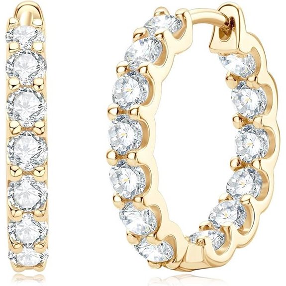 AINUOSHI Moissanite Hoop Earrings Gold Plated Jewelry