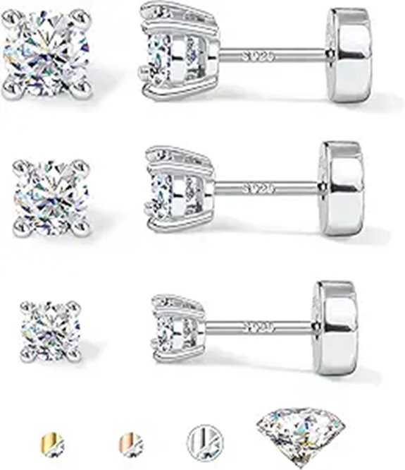 Moissanite Earrings 14K Gold Plated Sterling Silver