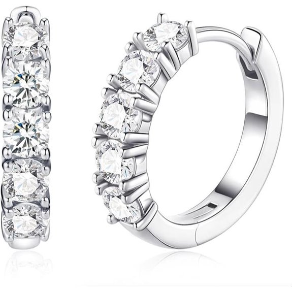 Moissanite Hoop Earrings Sterling Silver Gold Plated