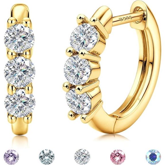 Moissanite Hoop Earrings 18K White Gold Plated Silver