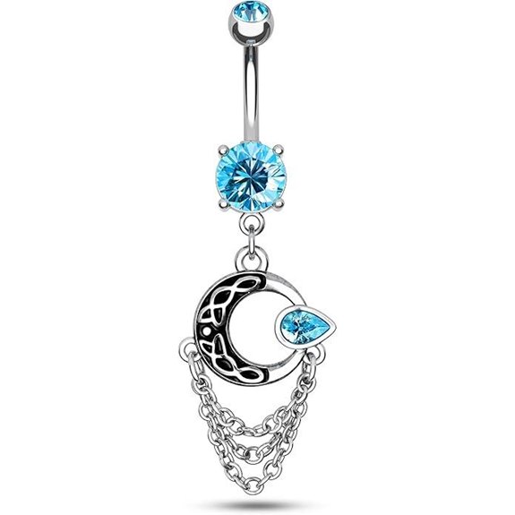 COCHARM Moon Chain Dangle Belly Button Rings