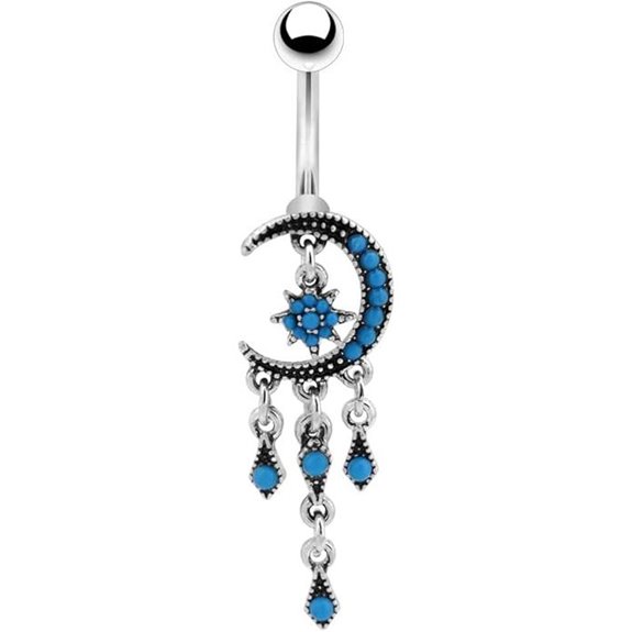 COCHARM Moon Dangle Belly Button Rings for Women