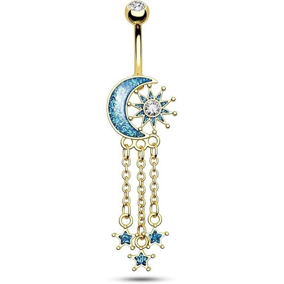 COCHARM Moon Dangle Belly Button Rings for Women