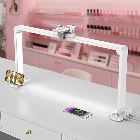 iVict Nail Desk Lamp with Phone Stand and Adjustable Brightness