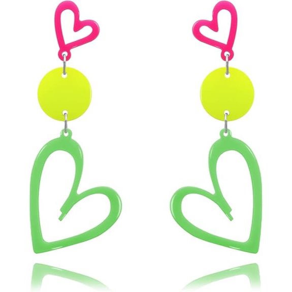 RechicGu Neon Heart Hoop Earrings for Women