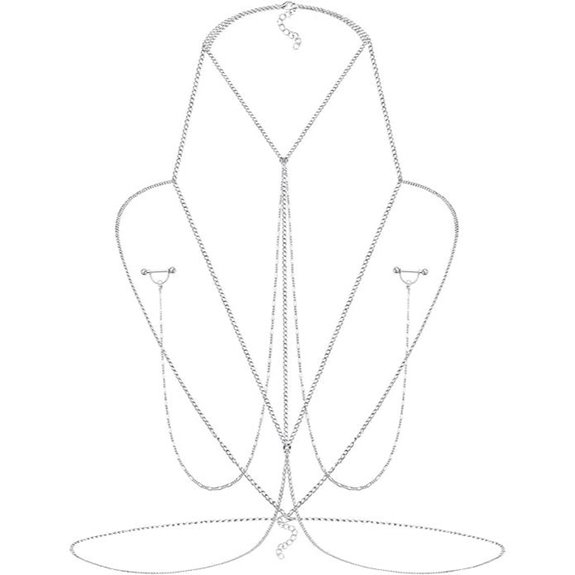 JFORYOU Nipple Rings with Body Chain Jewelry