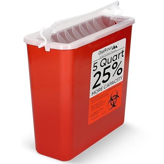 Oakridge 5 Quart Sharps Container with Drop Lid