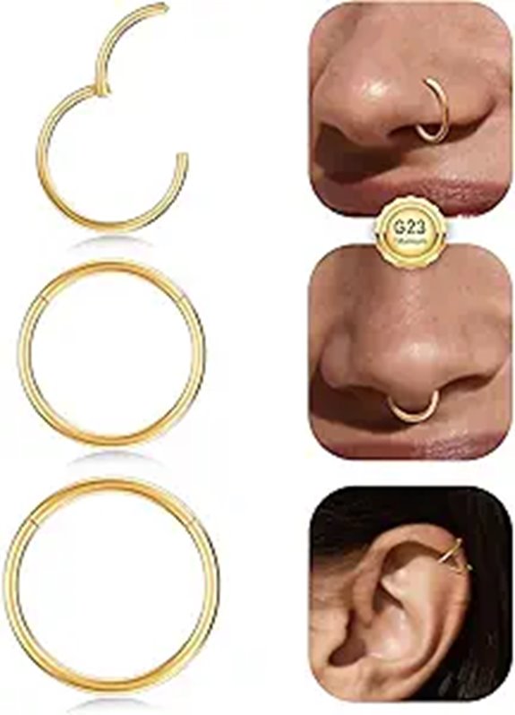 Opal Nose Ring Studs Horseshoe CZ Hypoallergenic