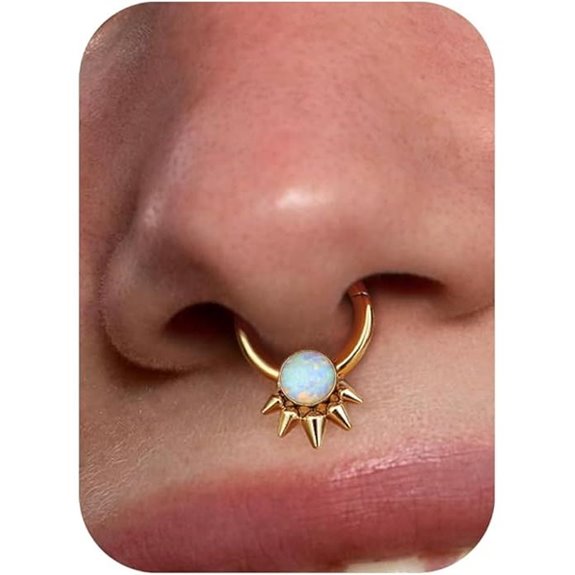 BodyBonita Opal Septum & Nose Rings 16G Surgical Steel