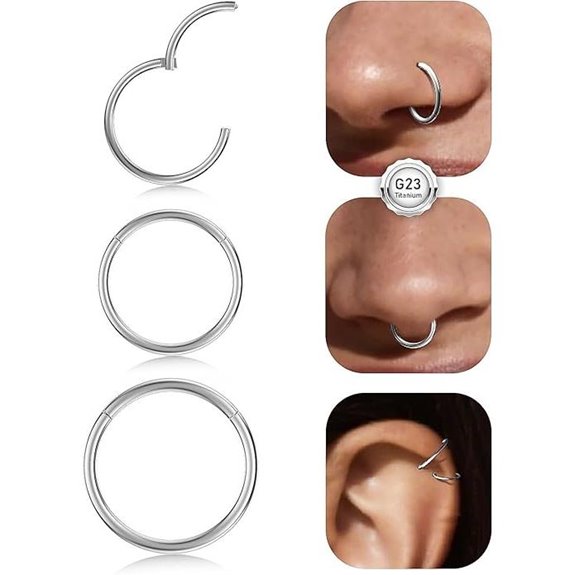 Opal Nose Ring Studs Stainless Steel Hoop Jewelry