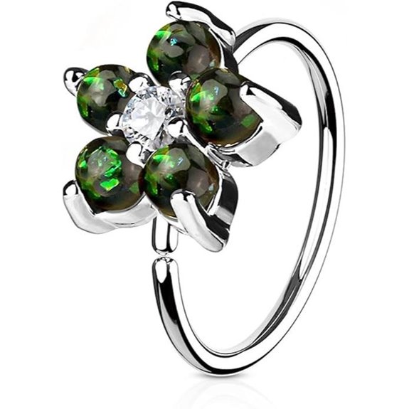 Forbidden Opalite Flower Nose & Cartilage Hoop