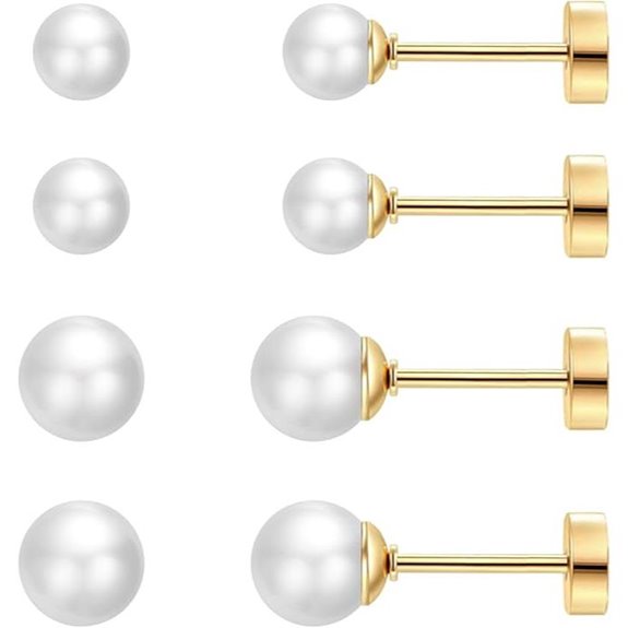SmileBelle Pearl Stud Earrings Hypoallergenic 4mm+6mm