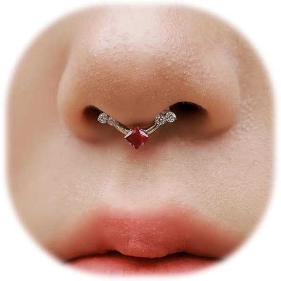 16G Pink CZ Titanium Septum & Cartilage Hoop Piercing