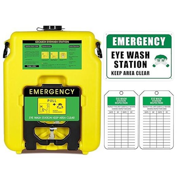 Portable 14-Gallon OSHA Eyewash Station with Sign