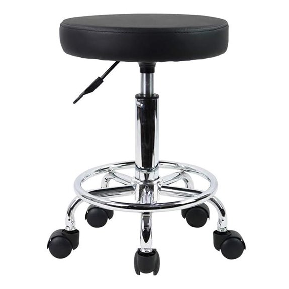 KKTONER PU Leather Rolling Stool with Foot Rest