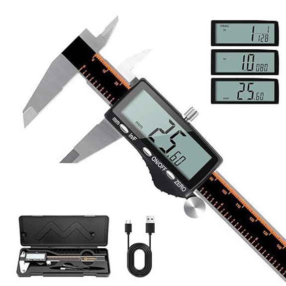 Hardell Digital Caliper with LCD Rechargeable Stainless Steel