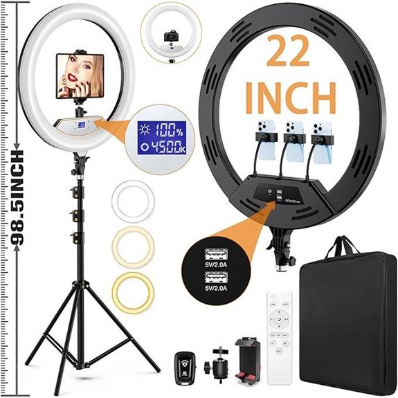 22 Ring Light with Tripod and iPad Clips