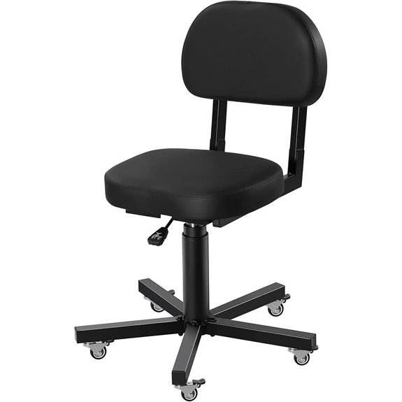 Poarmeey Rolling Tattoo Stool with Back Support