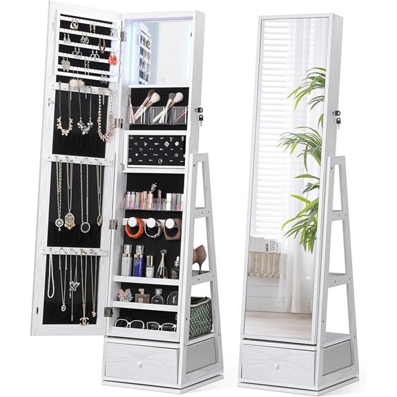 Nicetree 360° Swivel Jewelry Cabinet with Lights