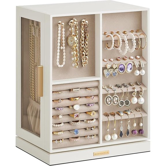 SONGMICS Rotating Jewelry Box with 5 Drawers