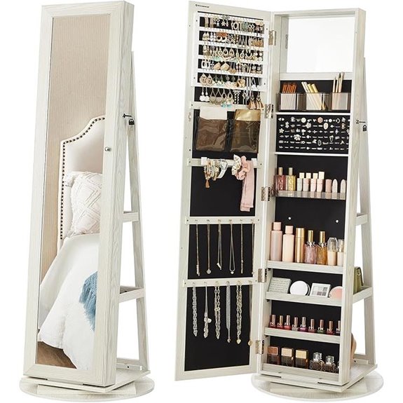 SONGMICS 360° Swivel Jewelry Cabinet with Mirror