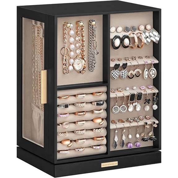 SONGMICS 360° Rotating Jewelry Box with 5 Drawers