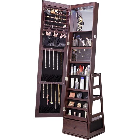 VEVOR 360° Lockable Jewelry Cabinet with Mirror