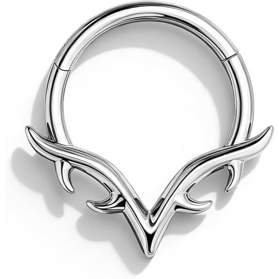 OUFER Septum Rings with Blade Wings and Hinged Clicker