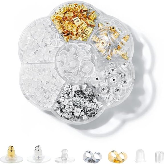 7 Styles 500PCS Earring Backs Replacement Kits