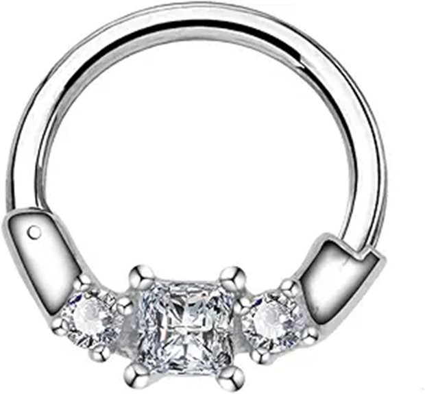 COCHARM Silver Septum Rings with CZ Jewelry