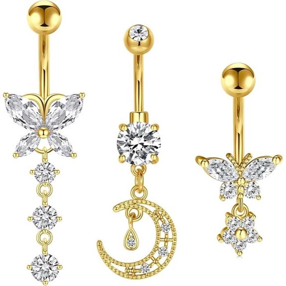 MODRSA Silver Gold Belly Button Ring for Women